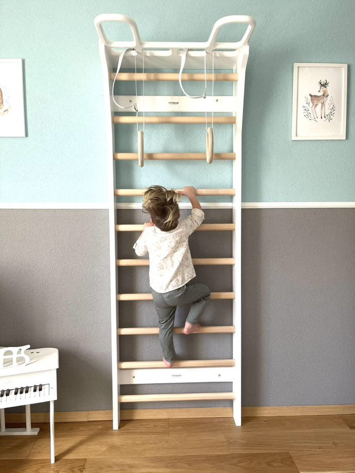 Fitwood Sprossenwand AARNI weisses Holz-Birke
