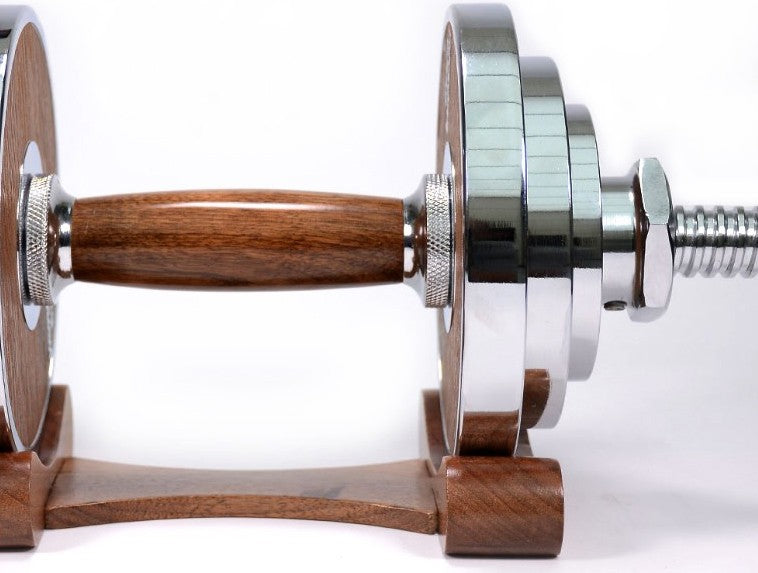 Proiron 2 x 10kg Kurzhantel-Set mit Ablagen in Walnussholz/Stahl-Ausführung