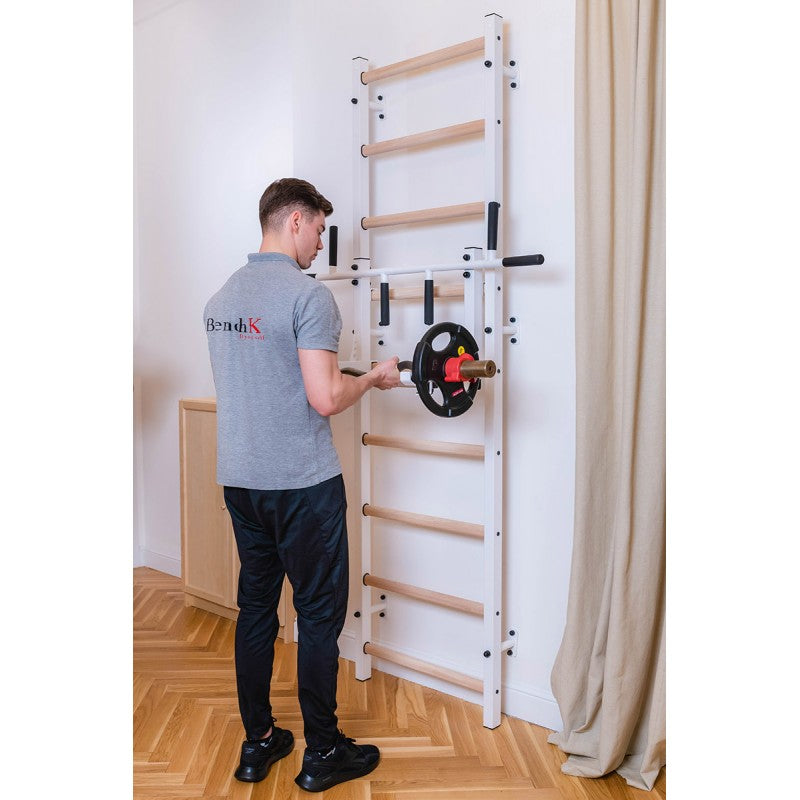 BenchK Sprossenwand 732W, Metall weiss/ Buche hell
