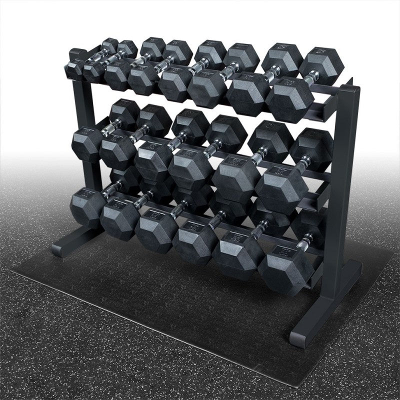 Body Solid Hexagon-Kurzhantelsatz 2-22,5kg inkl. Kurzhantelständer schmal