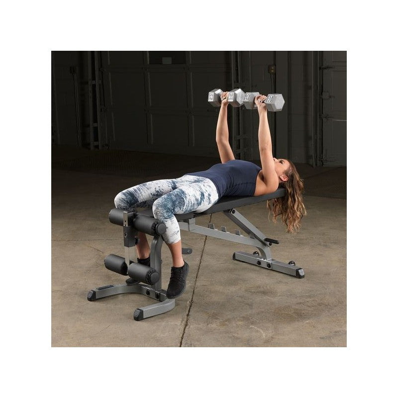 Set-Angebot - Body Solid Rack GPR370B mit Trainingsbank GFID31B, Bein-/Bizepsteil und 135kg Langhantel-Satz und SZ-Curl-Stange