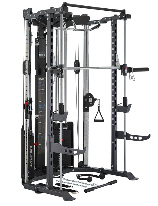 SET-ANGEBOT - Bodycraft Super Gym 2 Functional Trainer mit Half Rack Smith Gym