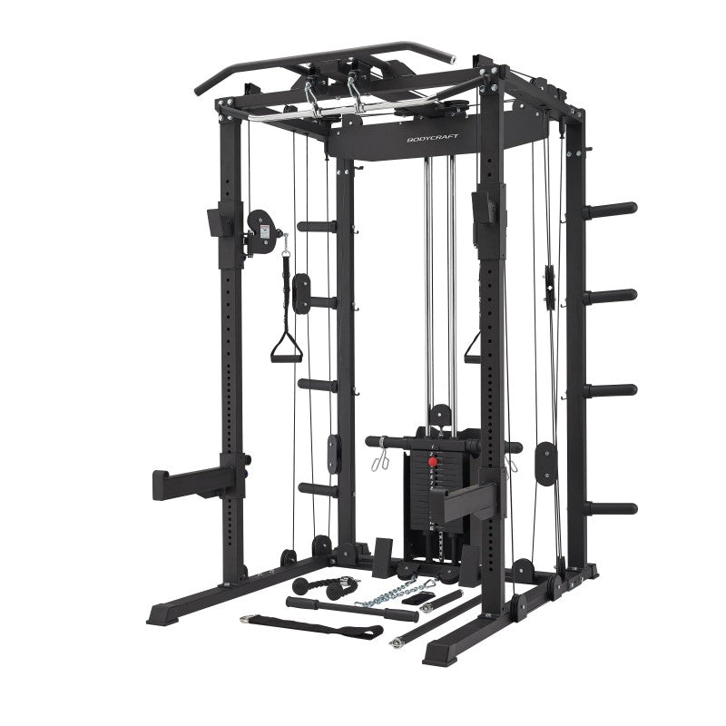 Bodycraft Super Gym 1 - Full Set mit Multi Presse, Jammer Arms, Monolift Arms, Dip -, Landmine- und Battle Rope-Attachment