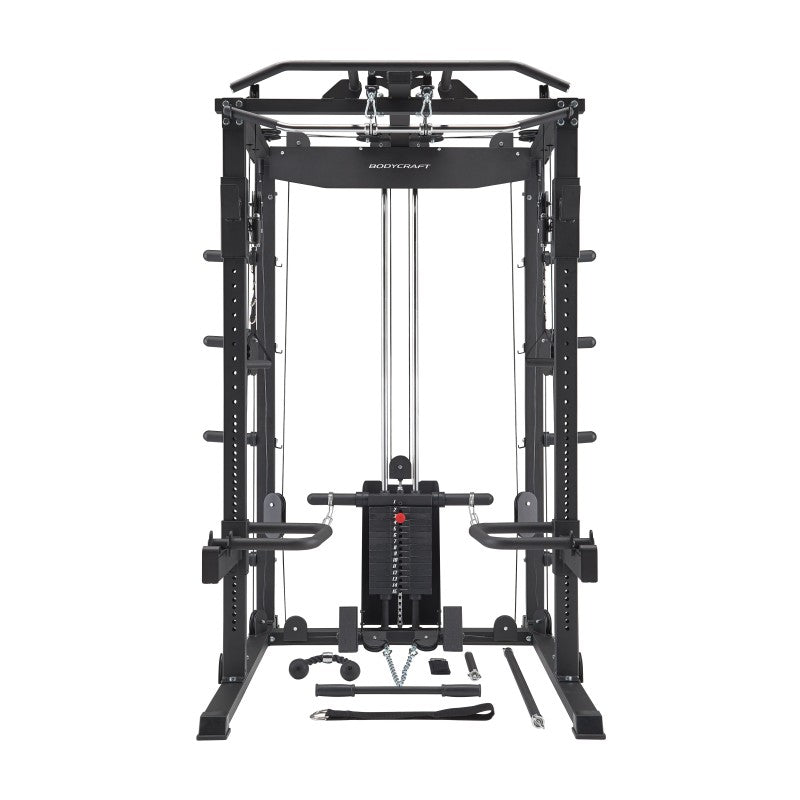 Bodycraft Super Gym 1 - Full Set mit Multi Presse, Jammer Arms, Monolift Arms, Dip -, Landmine- und Battle Rope-Attachment