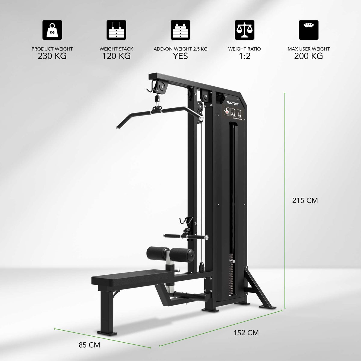 Tunturi Platinum Dual Lat Pulldown-Low row - Selectorized