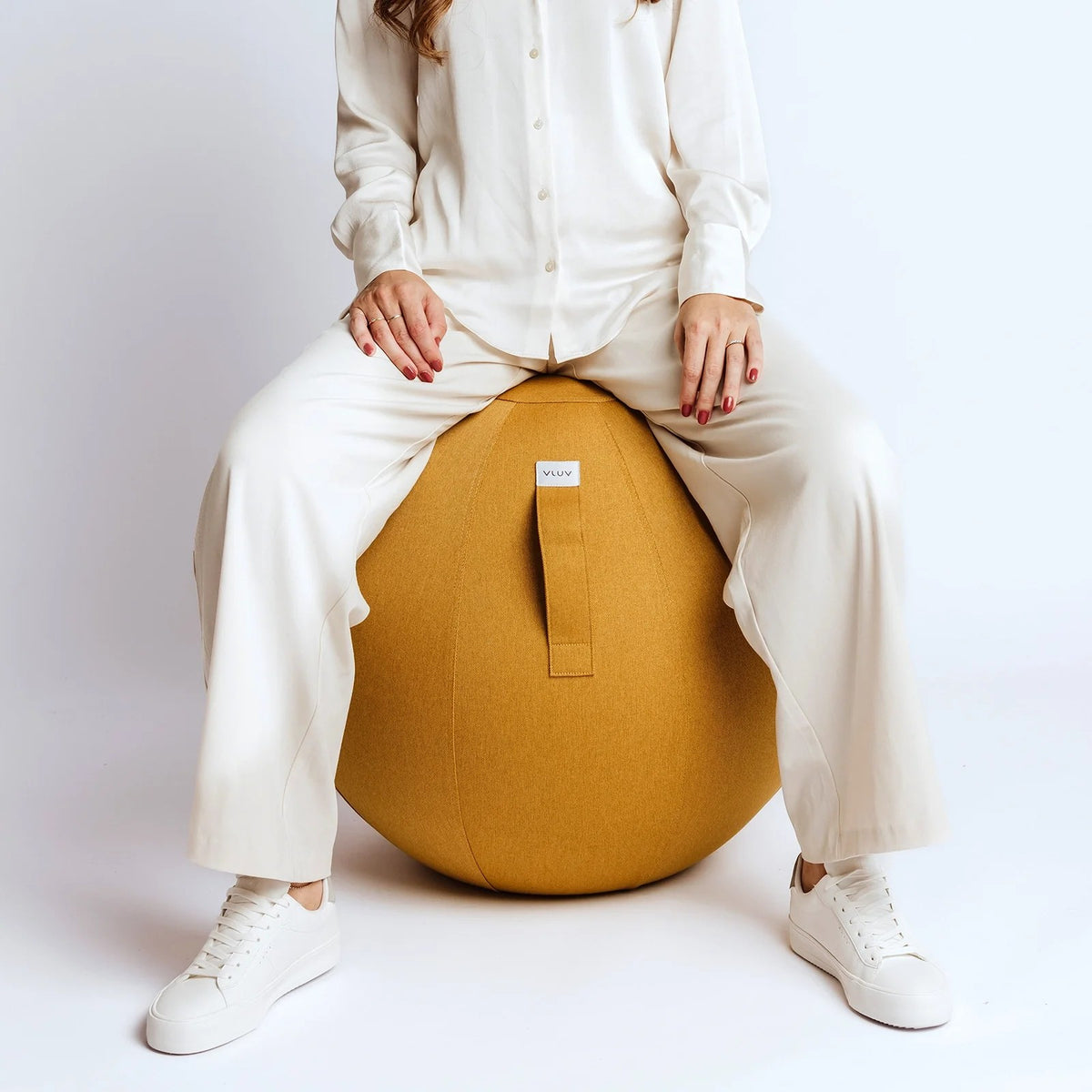 VLUV Leiv Stoff-Sitzball, mustard gelb, 60-65cm