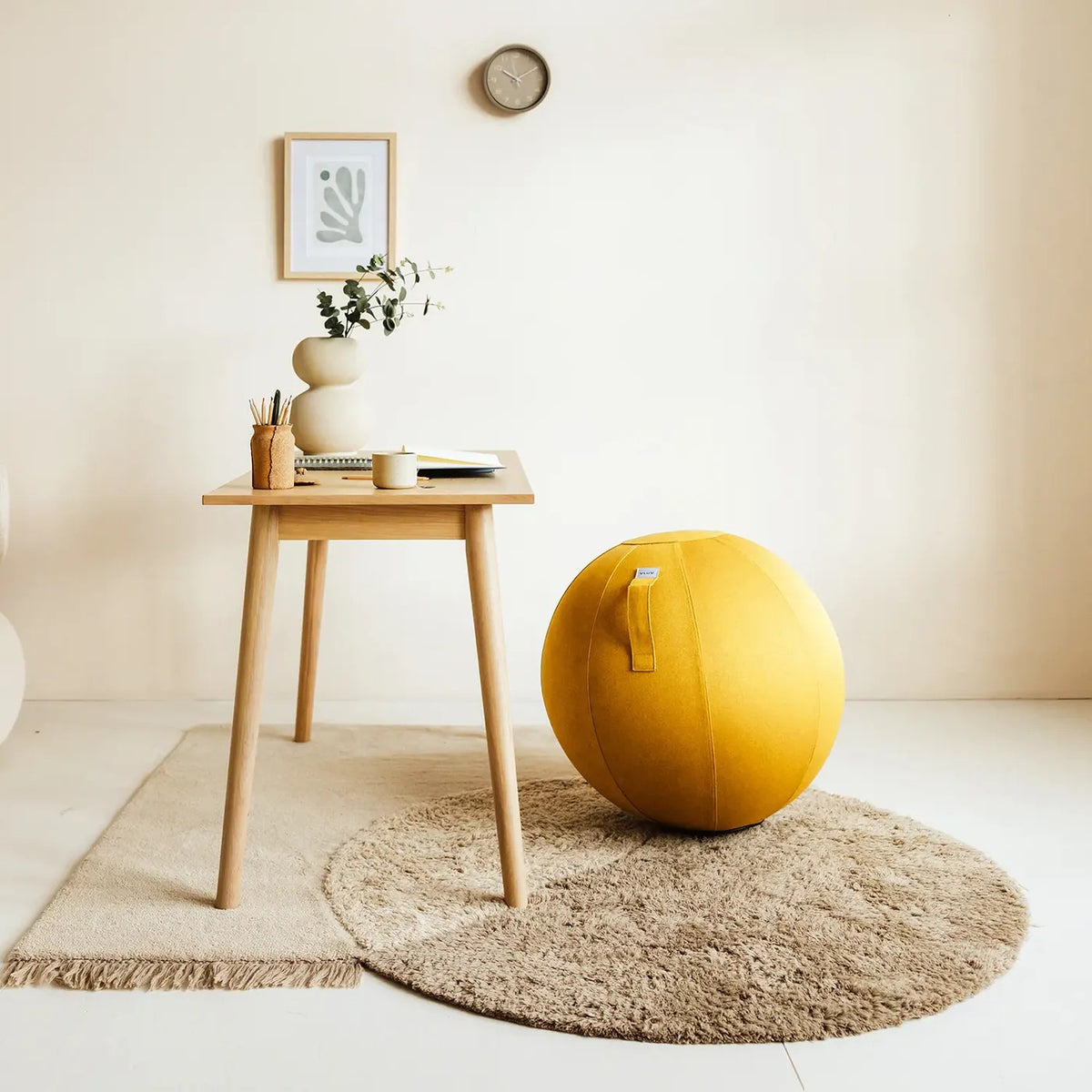 VLUV Leiv Stoff-Sitzball, mustard gelb, 60-65cm