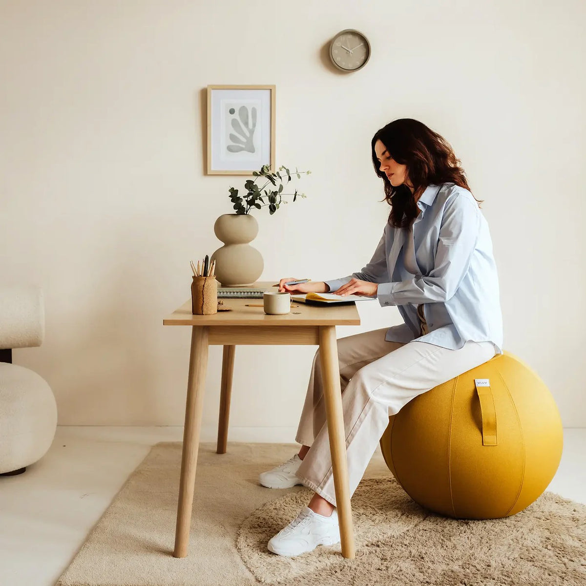 VLUV Leiv Stoff-Sitzball, mustard gelb, 60-65cm