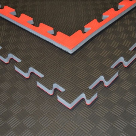 Floor mats - Martial arts mats black/red 100x100x2cm-Floor mats-Shark Fitness AG