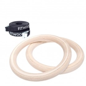 Premium gymnastic rings HJØRUND, wooden version with black loop