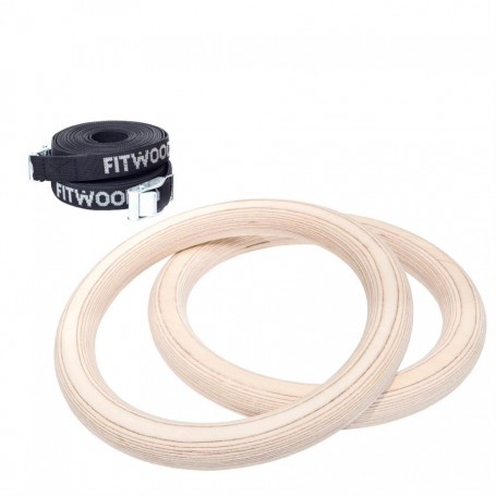 Fitwood Premium gymnastic rings ULPU, wooden version with black loop-Pull-up and push-up aids-Shark Fitness AG
