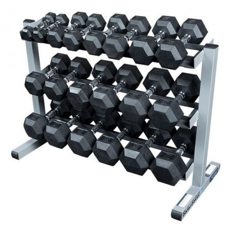 Body Solid Hexagon dumbbell set 2-22,5kg incl. dumbbell rack narrow-Dumbbell and barbell sets-Shark Fitness AG