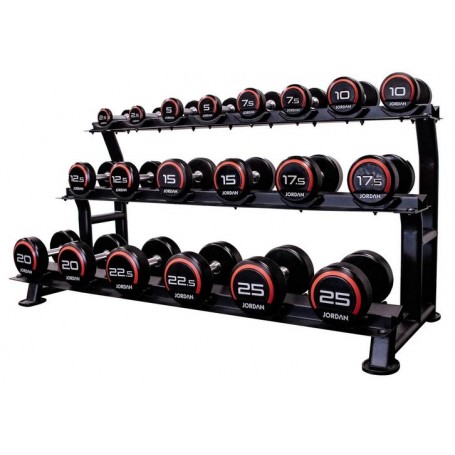 Jordan dumbbell set rubberized 2.5-25kg with stand 3-ply-Dumbbell and barbell sets-Shark Fitness AG