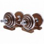 Proiron 2 x 10kg dumbbell set with shelves in walnut wood/steel design Dumbbell and barbell sets - 1