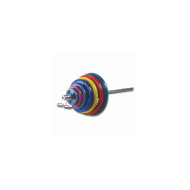135kg Olympia barbell set, rubberized, coloured