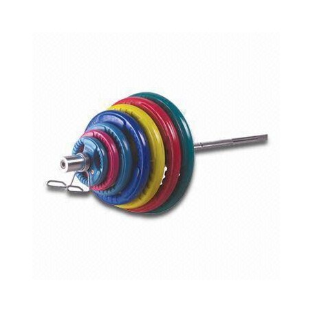 135kg Olympia barbell set, rubberized, coloured-Dumbbell and barbell sets-Shark Fitness AG
