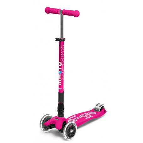 Micro Maxi Micro Deluxe Foldable shocking pink LED (MMD096)-Mini and Maxi Kickboards-Shark Fitness AG