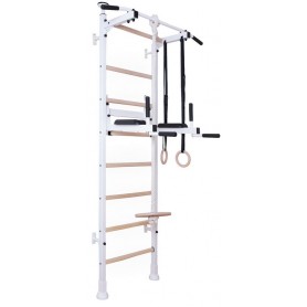 BenchK Wall bars 413 with fixed pull-up bar, metal white / light beech Wall bars - 1