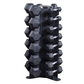 Body Solid ensemble d'haltères courts hexagonaux 2-22,5kg y compris support rond vertical (GDR80/HEXRU) ensembles d'haltères