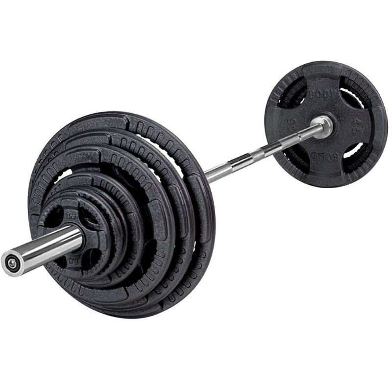 135kg Olympia barbell set, rubberized, black