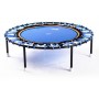 Trimilin Trampoline Vivo 120cm avec tapis de saut bleu en bandes de pieds pliables vertes, trampoline à pieds pliables - 1