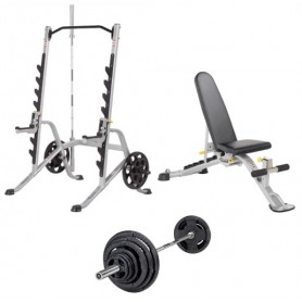 Set offer - Hoist Fitness training bench HF-5165 and squat rack HF-5970 with 135kg barbell set rack and multi press - 1