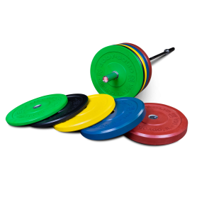 Body Solid Rubber Bumper Plates 51mm Colored (OBPXCK) Weight Plates and Weights - 1