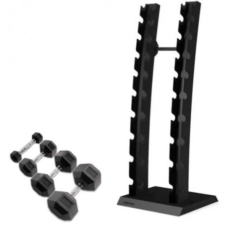 Hexagon dumbbell set 1-10kg with vertical double rack-Dumbbell and barbell sets-Shark Fitness AG