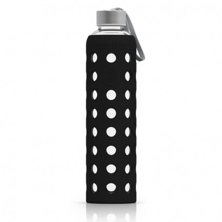 Spottle glass bottle with silicone sleeve and stainless steel lid, 750ml, black-Accessories sports nutrition-Shark Fitness AG