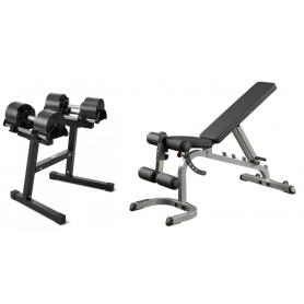 Set Offer - NÜOBELL Dumbbells 2-32kg with Stand and Body Solid Universal Bench GFID31 Adjustable Dumbbell Systems - 1
