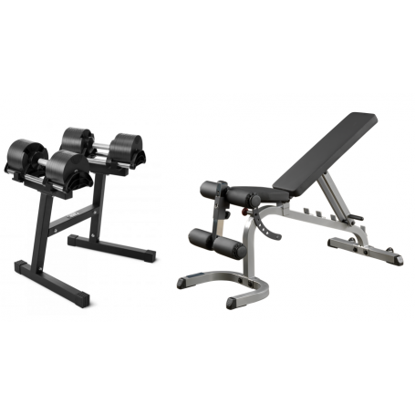 Set offer - NÜOBELL Dumbbells 2-20kg Classic with stand and Body Solid Universal Bench GFID31-Adjustable dumbbell systems-Shark Fitness AG