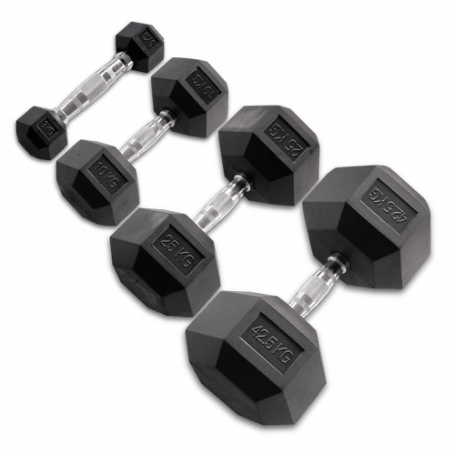 Body Solid haltères courts hexagonaux caoutchoutés 1-50kg (HEXRU)-Haltères courts / Haltères longues-Shark Fitness AG