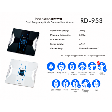 Tanita RD953 Bluetooth Smart Scale Body Composition Monitor 