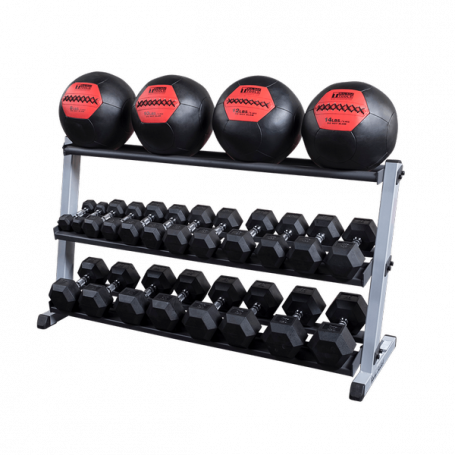 Body Solid dumbbell/ball rack wide 3-ply (GDR60+GMRT6)-Barbells and disc stands-Shark Fitness AG