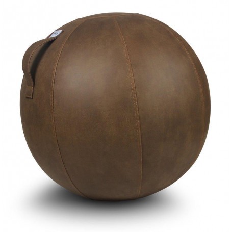 VLUV Veel Leather Fabric Seating Ball, Cognac Brown, 60-65cm-Sitting balls and beanbags-Shark Fitness AG