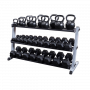 Body Solid dumbbell/kettlebell rack, wide, 3-ply (GDR60+GKRT6) Dumbbell and disc rack - 3