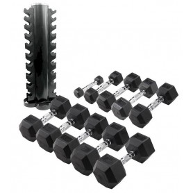 Body Solid Hexagon Dumbbell Set 1-10kg incl. Round Stand vertical (HEXSETREK) Dumbbell and barbell sets - 1