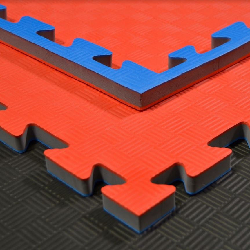 Bodenmatten - Kampfsportmatten rot/blau 100x100x2cm