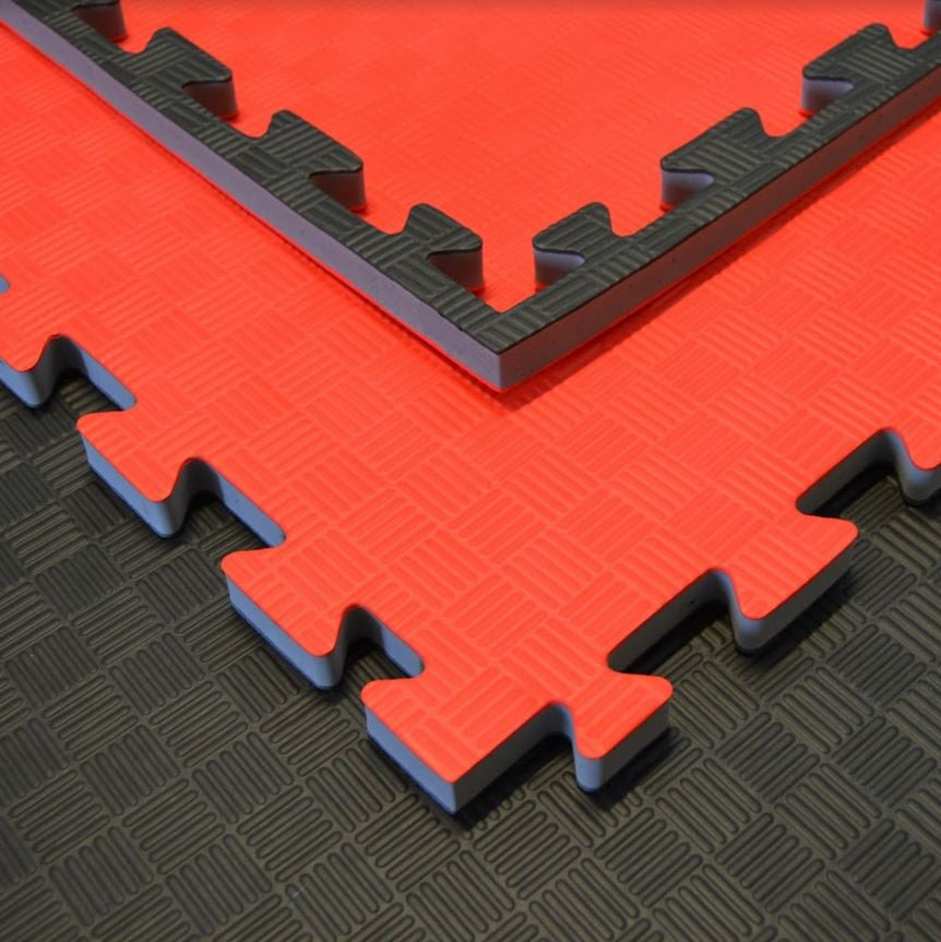 Bodenmatten - Kampfsportmatten schwarz/rot 100x100x2cm