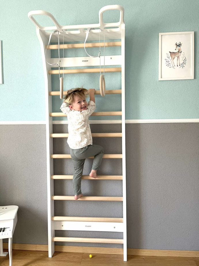 Fitwood Sprossenwand AARNI weisses Holz-Birke