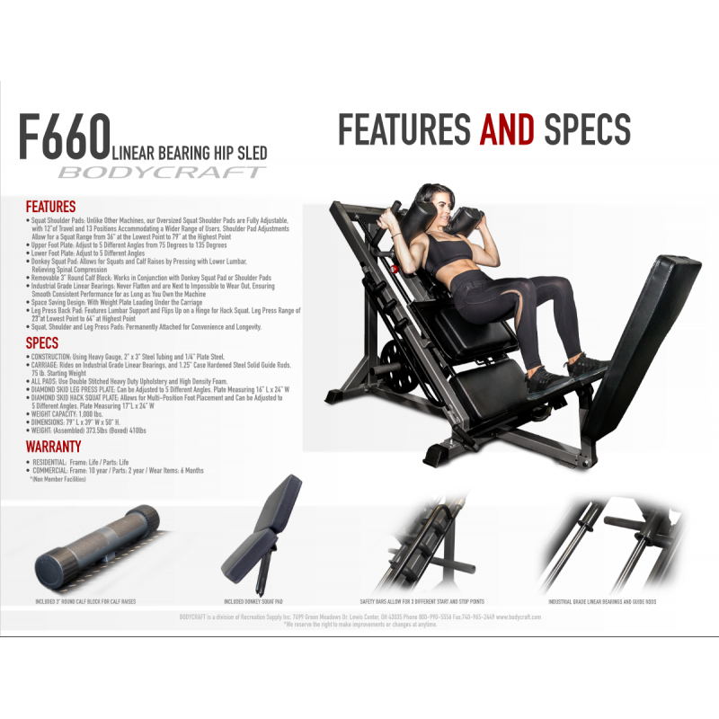 BodyCraft Beinpresse-Hack Squat Kombigerät F660