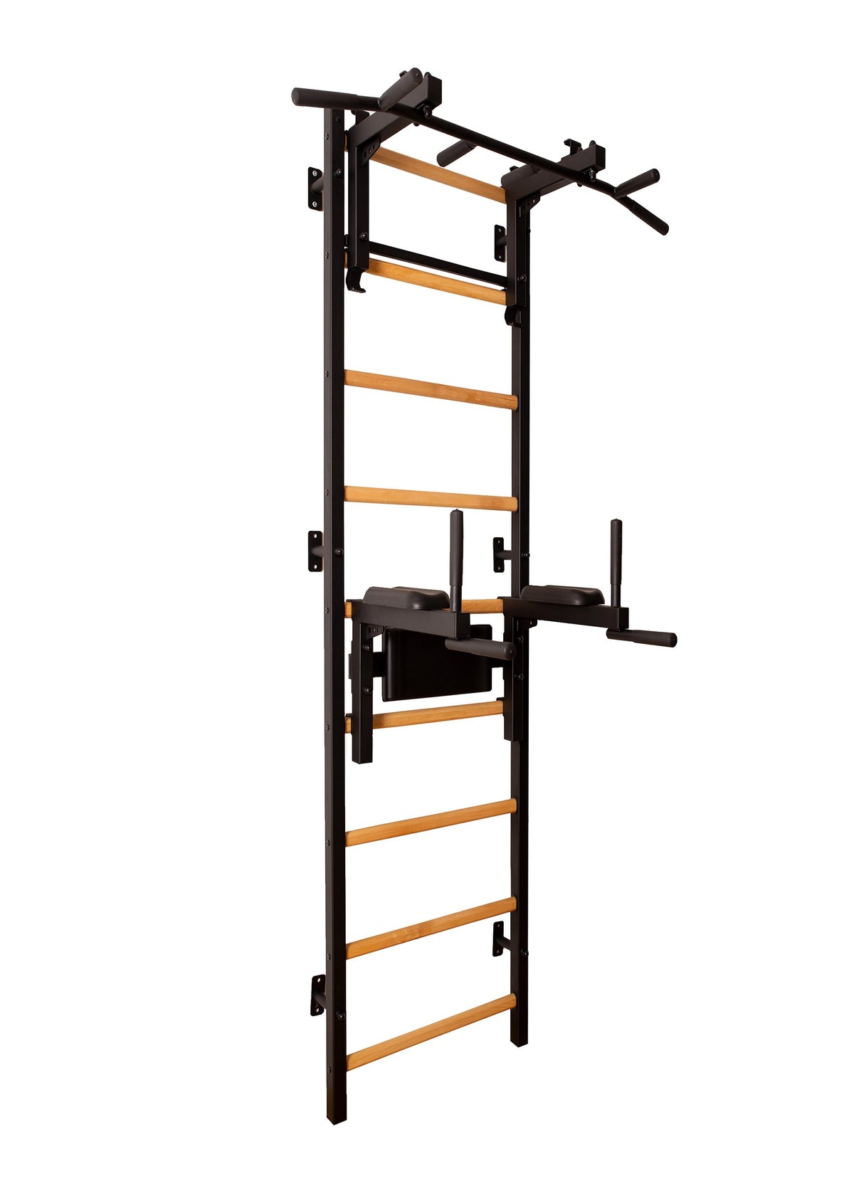 BenchK Sprossenwand 732B, Metall schwarz/ Buche dunkel