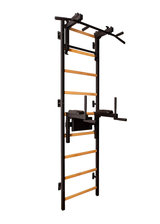 BenchK Sprossenwand 732B, Metall schwarz/ Buche dunkel