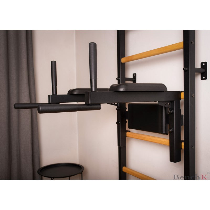 BenchK Sprossenwand 732B, Metall schwarz/ Buche dunkel