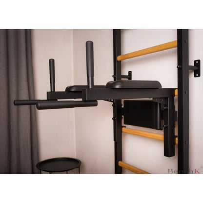 BenchK Sprossenwand 732B, Metall schwarz/ Buche dunkel