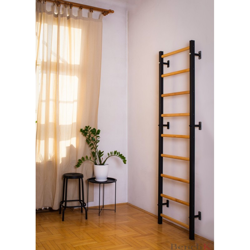 BenchK Sprossenwand 732B, Metall schwarz/ Buche dunkel