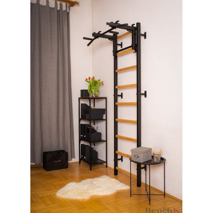 BenchK Sprossenwand 732B, Metall schwarz/ Buche dunkel