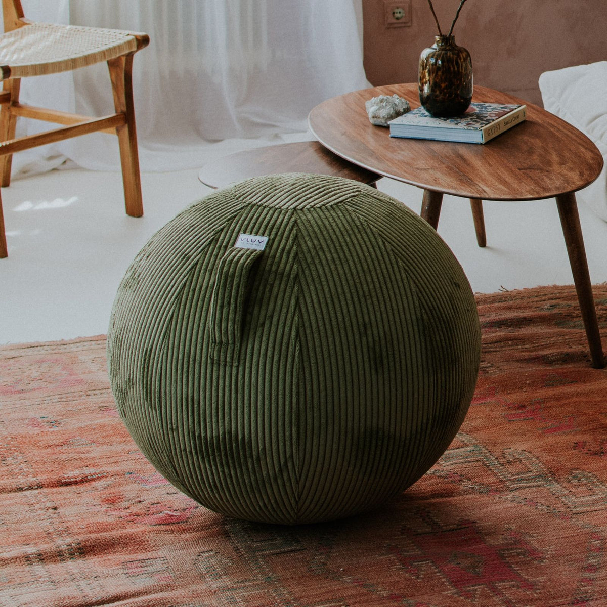 VLUV VLIP Breitcord-Sitzball, Olive, 60-65cm
