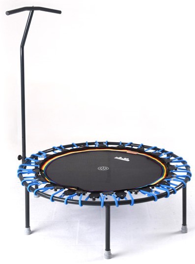 Trimilin Trampolin Jump 120 Plus mit Haltestange mit schwarzer Sprungmatte und Klappbeinen