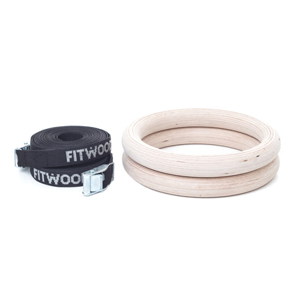 Fitwood Premium Gymnastikringe ULPU, Holzausführung mit schwarzer Schlaufe